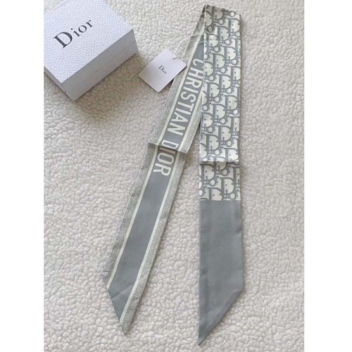 Dior Women CD Dior Oblique Mitzah Scarf Gray Silk Twill