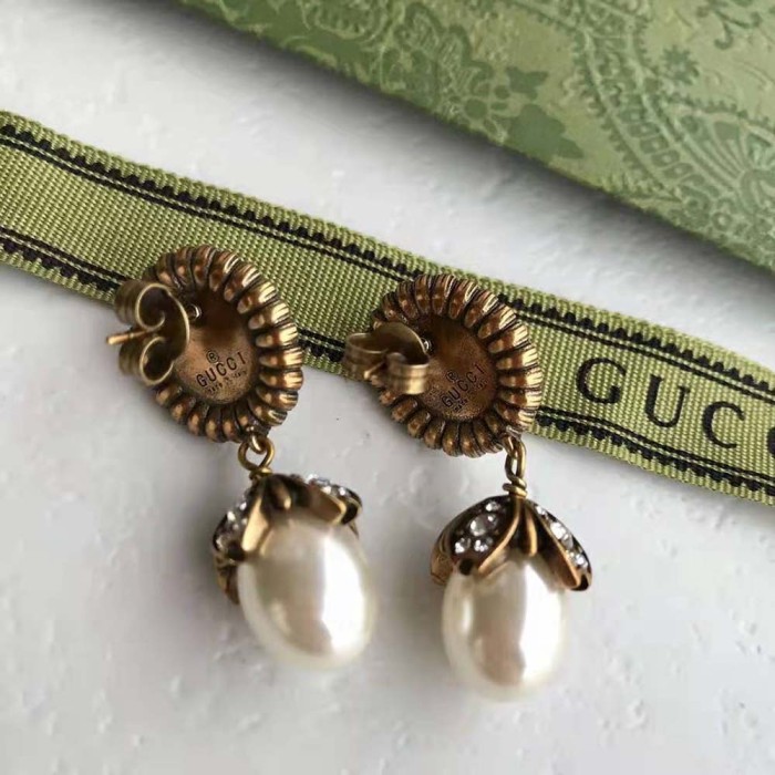 Gucci Women Interlocking G Pearl Earrings