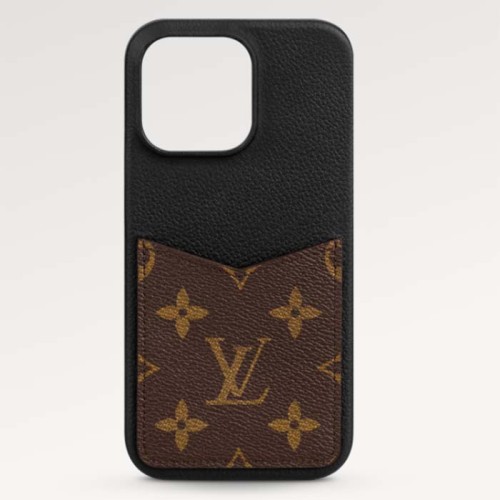 Louis Vuitton LV Unisex Apple IPhone Pro Max Pallas Bumper Monogram Canvas Black Calf