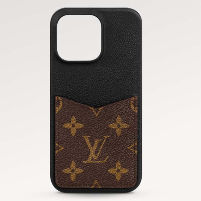 Louis Vuitton LV Unisex Apple IPhone Pro Pallas Bumper Monogram Canvas Black Calf