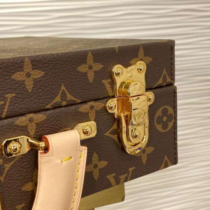 Louis Vuitton LV Women Jewelry Vanity Brown Red Coated Canvas Microfiber M20076
