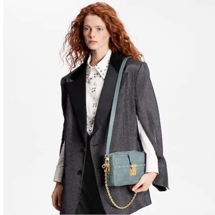 Louis Vuitton LV Women Troca PM Glacier Blue Damier Quilt Lambskin Calfskin