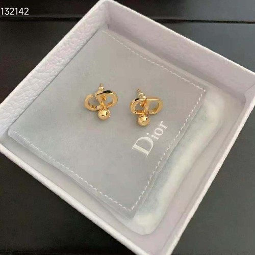 Dior Women Petit CD Earrings Gold-Finish Metal and White Crystals