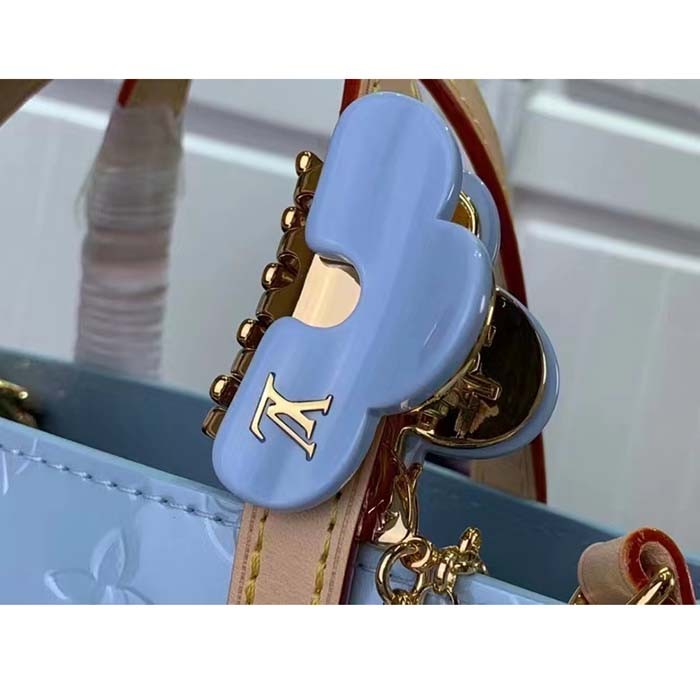 Louis Vuitton LV Women Reade PM Sky Blue Monogram Vernis Embossed Cowhide Leather M24144