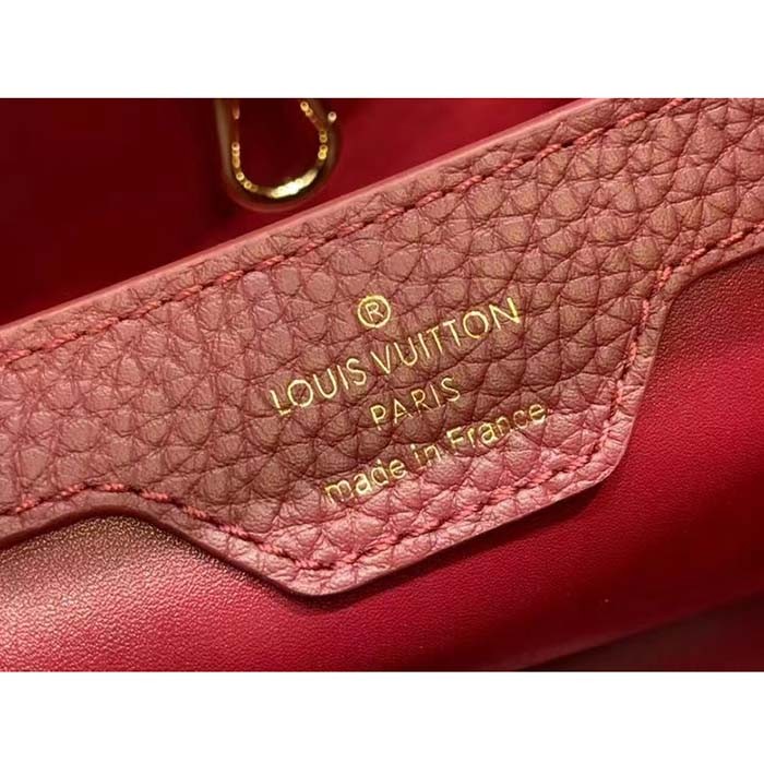 Louis Vuitton LV Women Capucines BB Handbag Griotte Red Arizona Taurillon Cowhide Leather