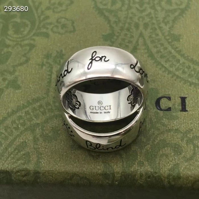 Gucci Unisex Blind For Love Silver Eye Hearts Birds Flowers Interlocking G 925 Sterling Silver