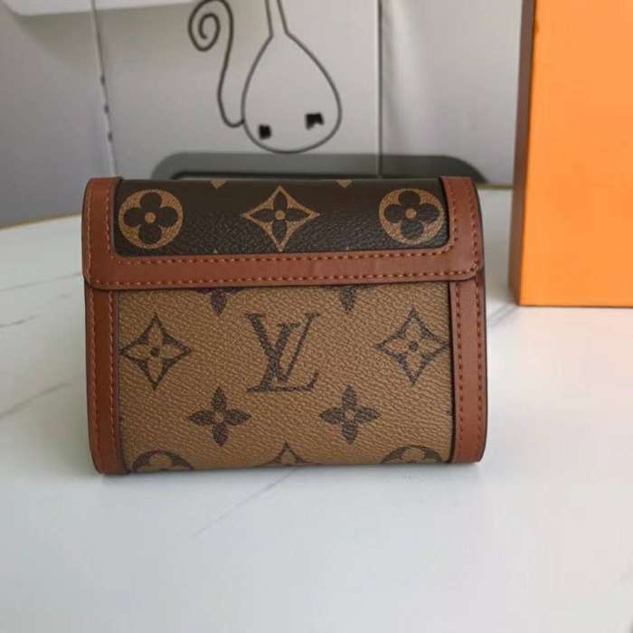 Louis Vuitton LV Women Dauphine Compact Wallet Monogram Canvas-Brown