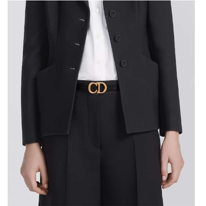 Dior CD Women 30 Montaigne Belt Black Smooth Calfskin 35 MM Width