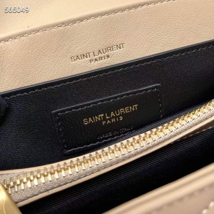 Saint Laurent YSL Women Toy Loulou Quilted Leather Beige Calfskin Leather Brass