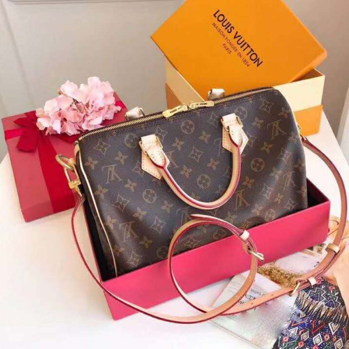 Louis Vuitton LV Women Speedy Bandoulière 30 in Signature Monogram Canvas-Brown