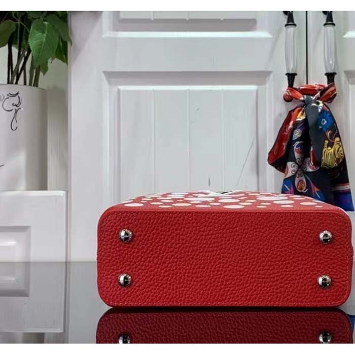 Louis Vuitton Women LV x YK Capucines Mini Red Taurillon Bull Calf Leather Infinity Dots Print