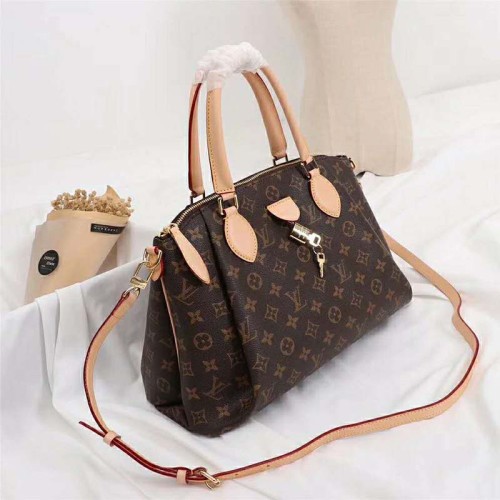 Louis Vuitton LV Women Rivoli MM Handbag in Monogram Coated Canvas-Brown