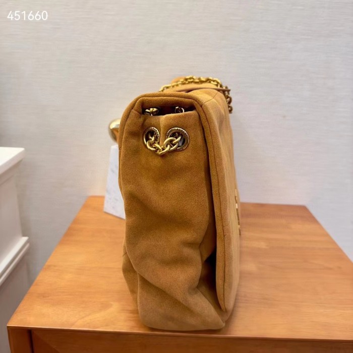 Saint Laurent YSL Women Jamie 4.3 Suede Large Soft Nappa Bag Brown Caramel Style ID 7424311U8P72102