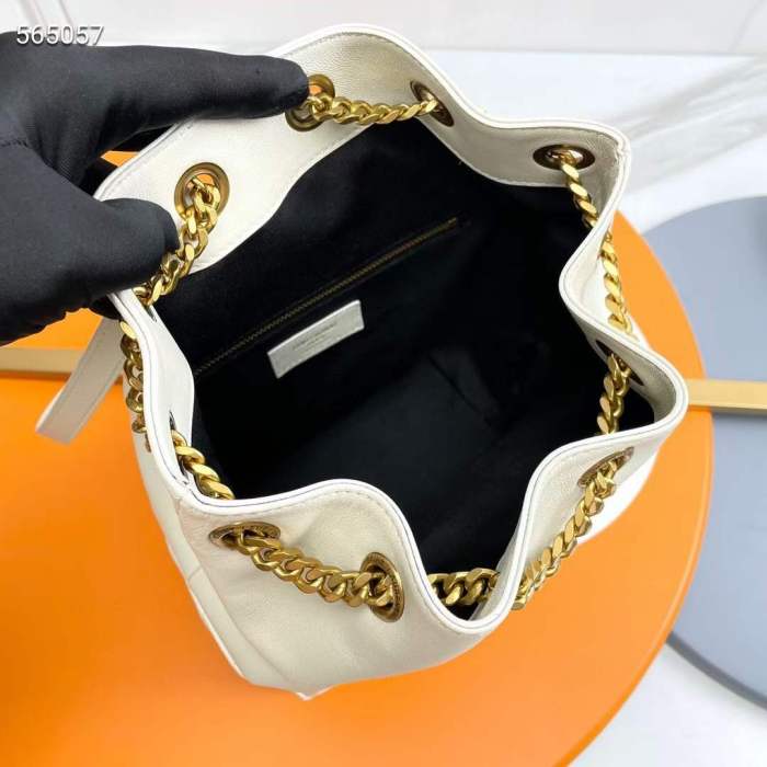 Saint Laurent YSL Women Joe Backpack Lambskin White Leather