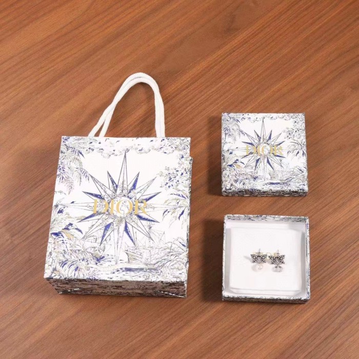 Dior Women CD Papillon De Nuit Earrings Silver Metal Pearls