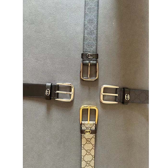 Gucci Unisex GG Belt Interlocking G Detail Blue Dark Blue GG Supreme Square Buckle