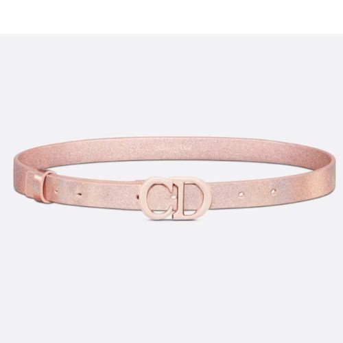 Dior Unisex CD Dior Or Saddle Belt Metallic Pink Smooth Calfskin 20 MM