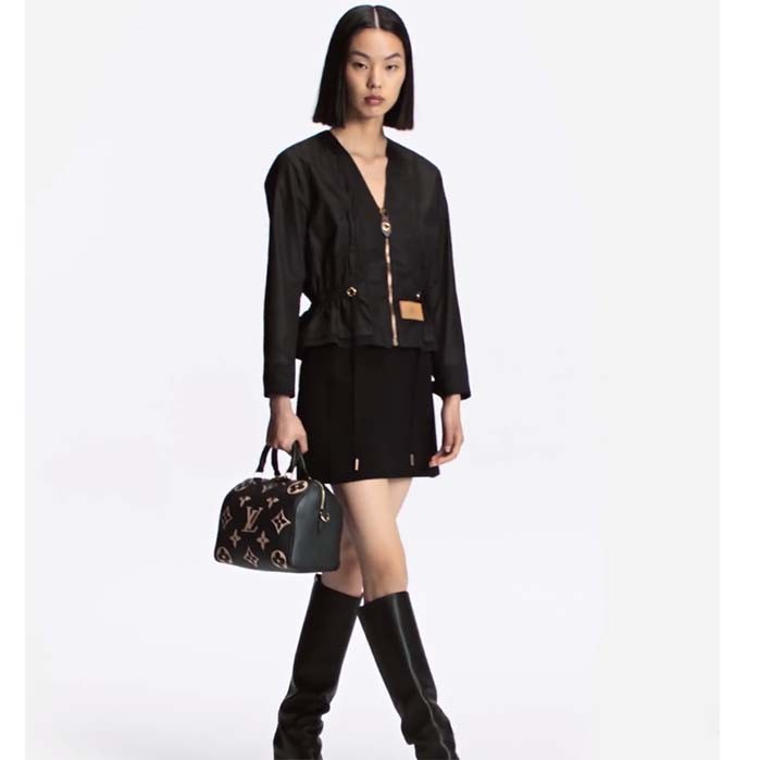 Louis Vuitton Women Speedy Bandoulière 25 Black Embossed Grained Cowhide M58947