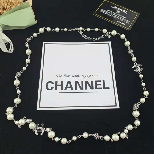 Chanel Women Long Necklace in Metal Glass Pearls and Strass