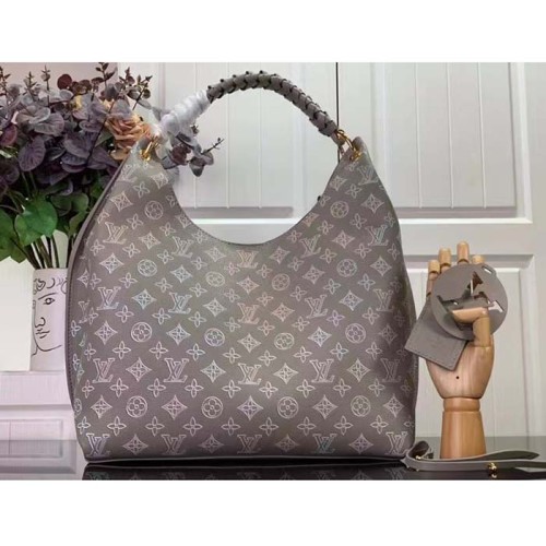 Louis Vuitton LV Women Carmel Hobo Bag Gray Mahina Perforated Calfskin Leather