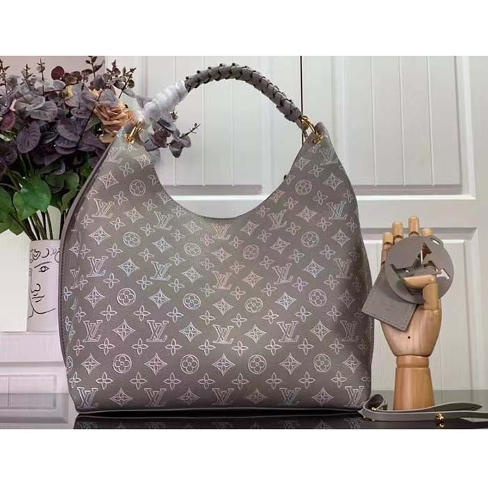 Louis Vuitton LV Women Carmel Hobo Bag Gray Mahina Perforated Calfskin Leather