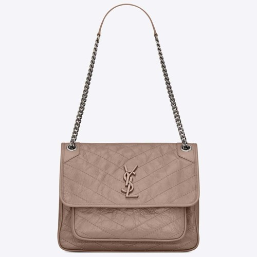 Saint Laurent YSL Women Medium Niki Bag Crinkled Vintage-Sandy
