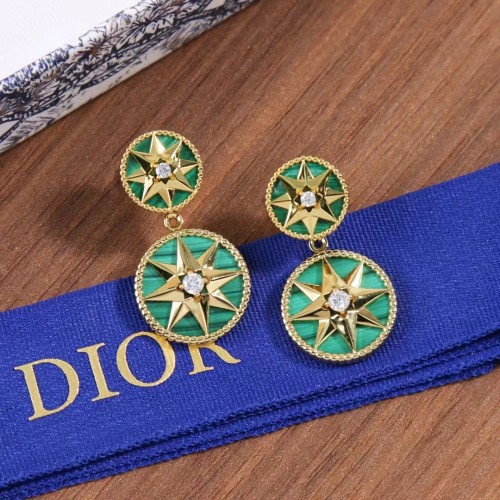 Dior Women CD Rose Des Vents Earring Yellow Gold Diamonds Malachite