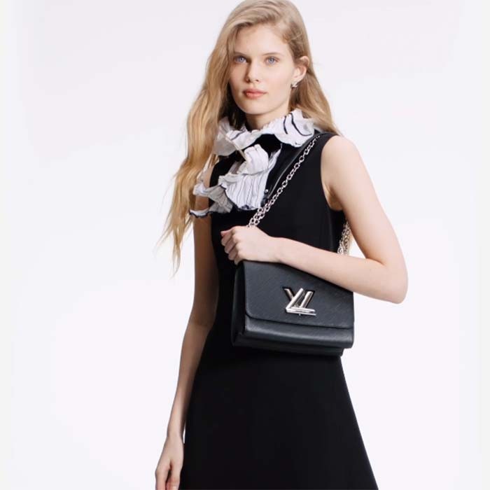 Louis Vuitton LV Women Twist MM Chain Bag Black Epi Grained Cowhide Leather