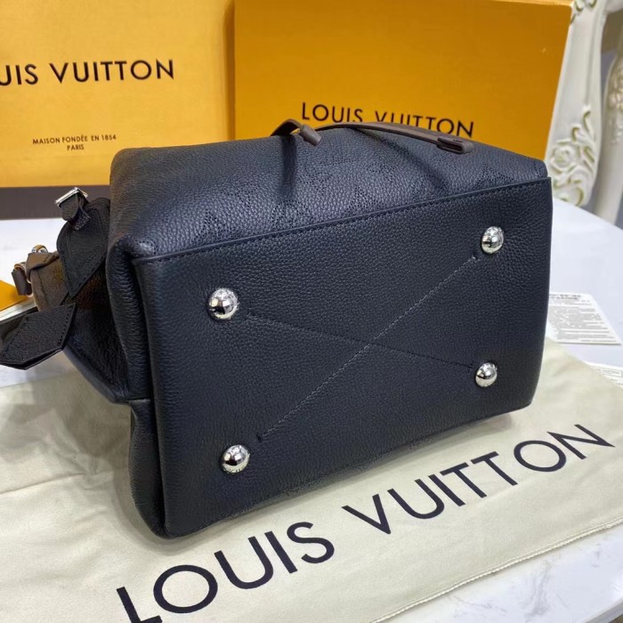 Louis Vuitton LV Women Muria Bucket Bag Black Mahina Perforated Calf Leather