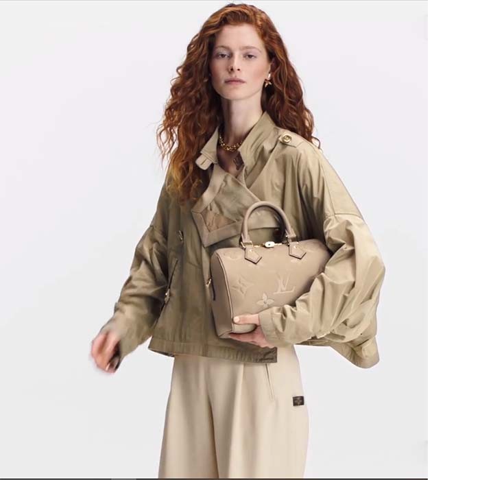 Louis Vuitton Women Speedy Bandoulière 25 Handbag Tourterelle Embossed Grained Cowhide Leather