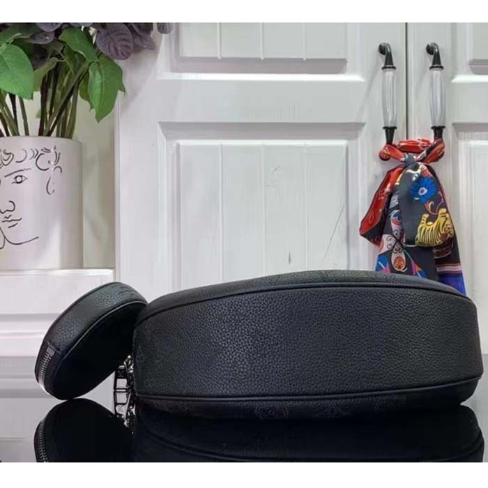 Louis Vuitton Women LV Baia PM Black Perforated Mahina Calfskin Round Coin Purse