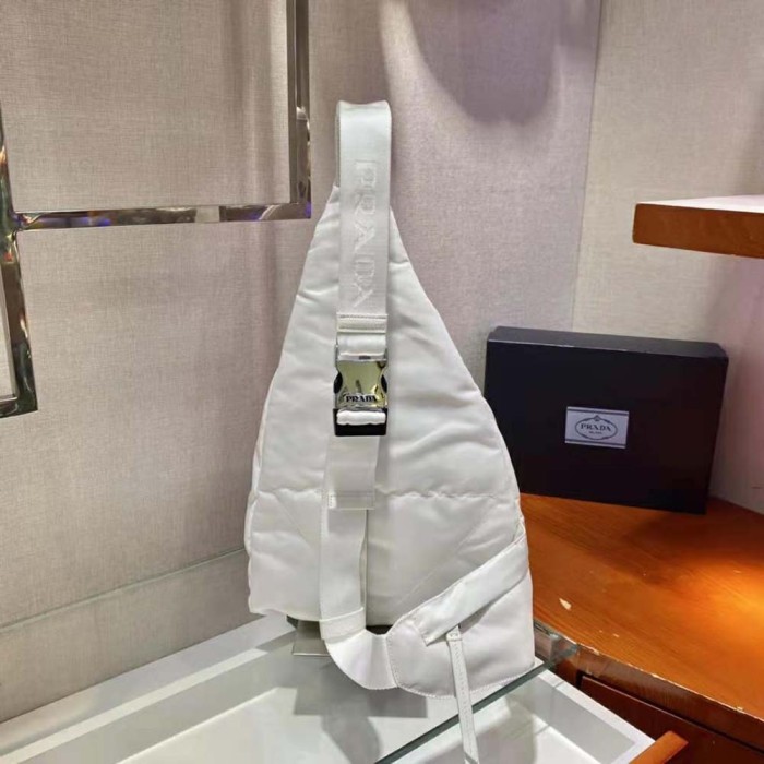 Prada Unisex Re-Nylon and Leather Backpack-White