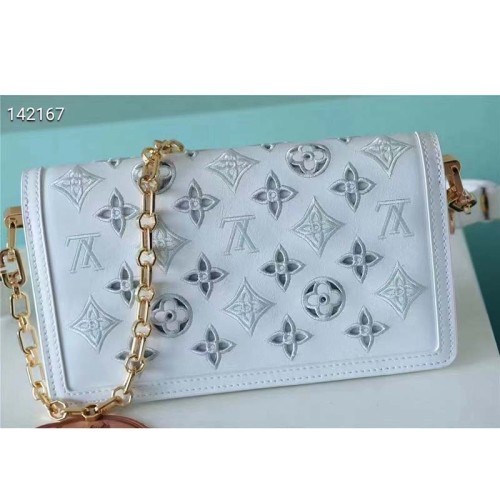 Louis Vuitton LV Women Dauphine East West Handbag White Calfskin Leather