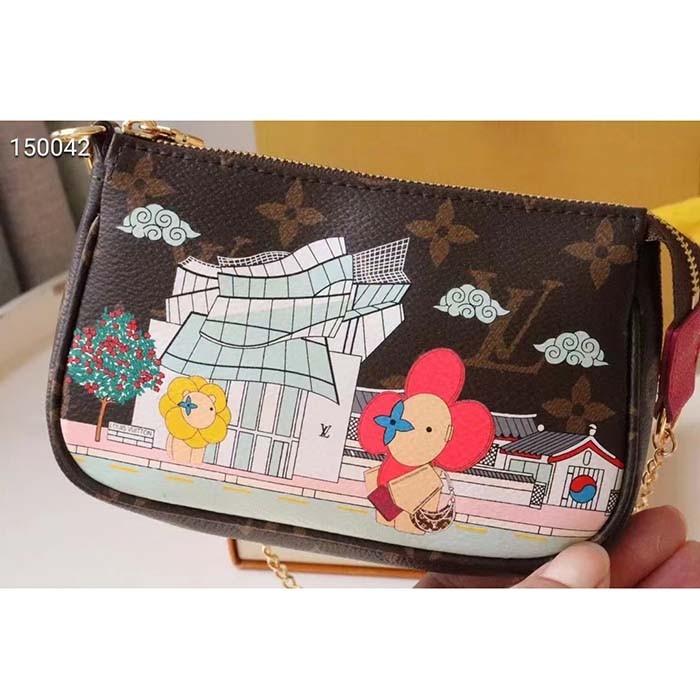 Louis Vuitton LV Women Mini Pochette Accessoires Fuchsia Monogram Coated Canvas