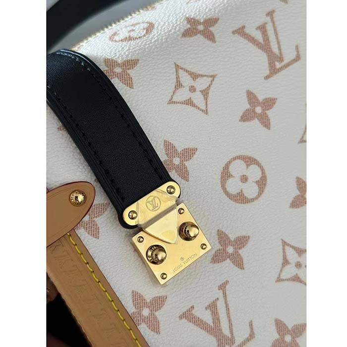 Louis Vuitton LV Women Side Trunk MM Monogram Dune Coated Canvas Cowhide-Leather