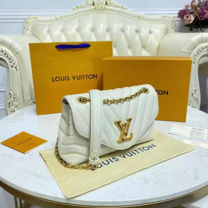 Louis Vuitton LV Women New Wave Chain Bag Handbag White Smooth Cowhide Leather