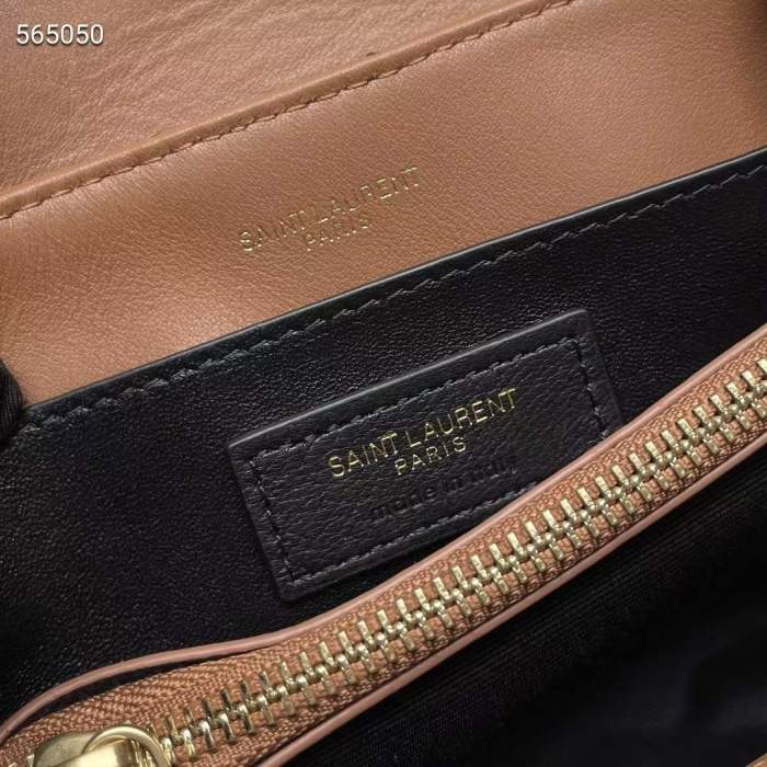 Saint Laurent YSL Women Toy Loulou Quilted Leather Brown Calfskin Leather Brass