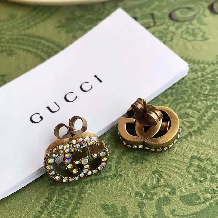 Gucci Women Crystal Double G Earrings