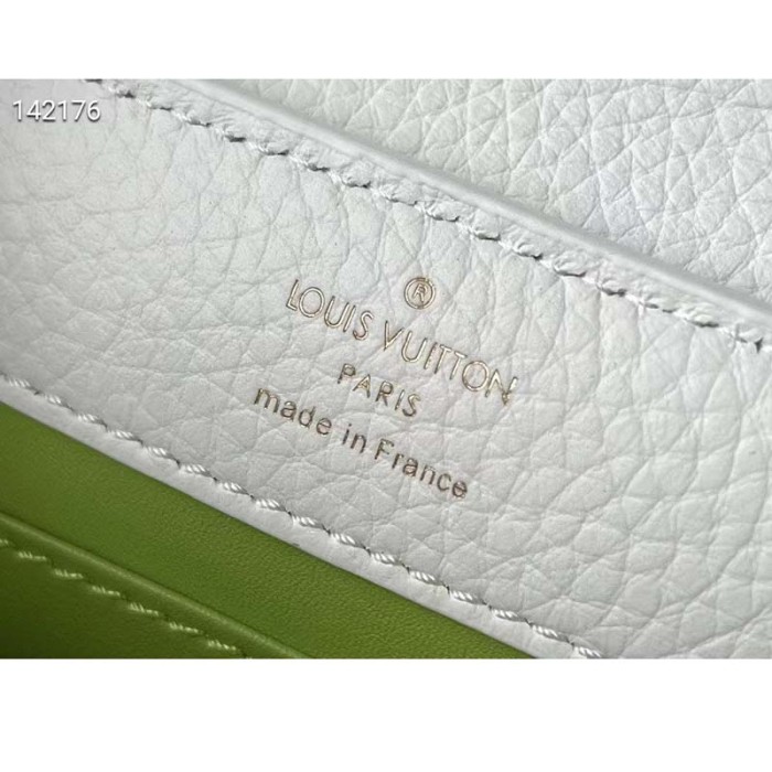 Louis Vuitton LV Women Capucines Mini White Green Taurillon Leather Textile Embroidery