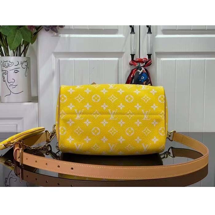 Louis Vuitton LV Unisex Speedy P9 Bandoulière 25 Yellow Soft Calfskin Natural Cowhide-Leather