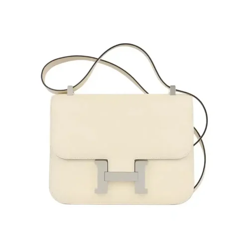Hermes Women Constance 19 Bag Epsom Leather-White/Silver