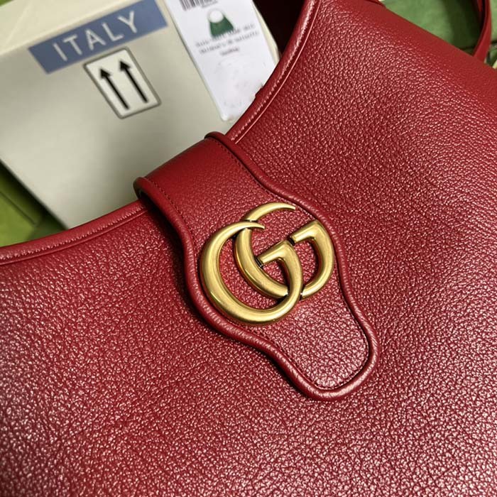 Gucci Women GG Aphrodite Medium Shoulder Bag Red Soft Leather Double G