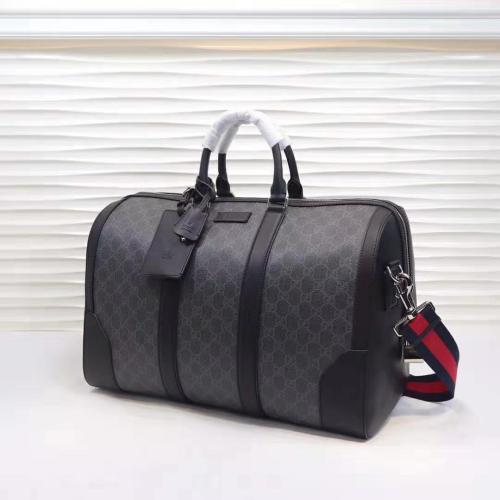Gucci GG Men GG Black Carry-On Duffle in Black/Grey Soft GG Supreme