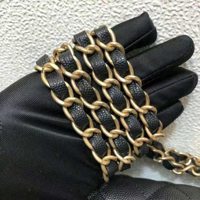 Chanel Women Classic Handbag in Grained Calfskin Leather-Black