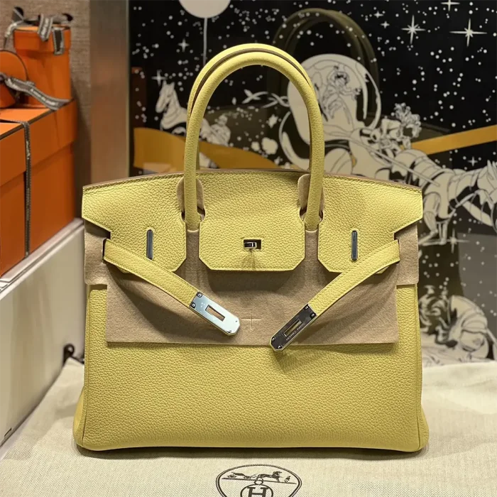 Hermes Birkin 30 Bag in Epsom Leather with Gold Hardware-Yellow/Silver