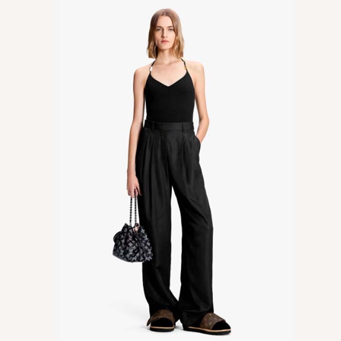 Louis Vuitton LV Women Bella Bucket Bag Black Perforated Mahina Calf Leather