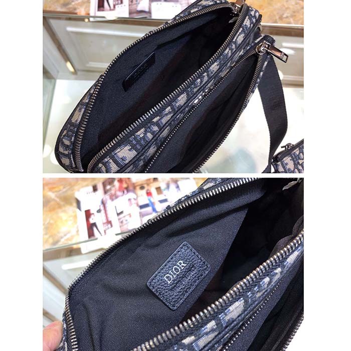 Dior Unisex CD Saddle Triple Pouch Beige Black Dior Oblique Jacquard