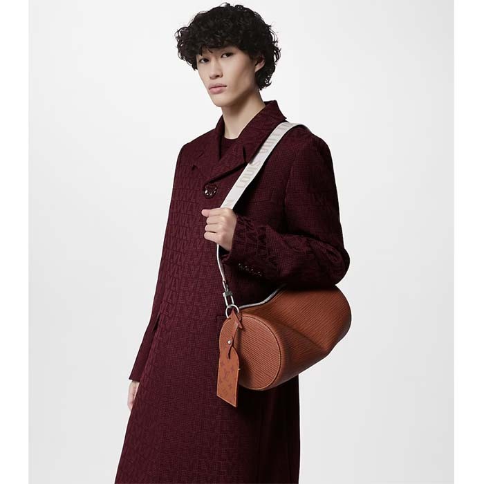 Louis Vuitton LV Unisex Soft Polochon MM Cognac Calf Leather Textile Lining