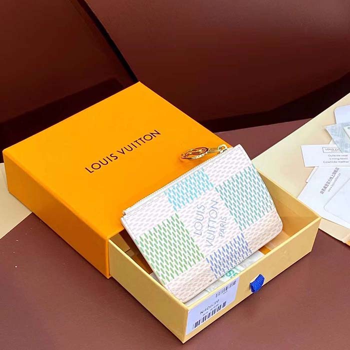 Louis Vuitton LV Unisex Romy Card Holder Green Damier Coated Canvas N40639