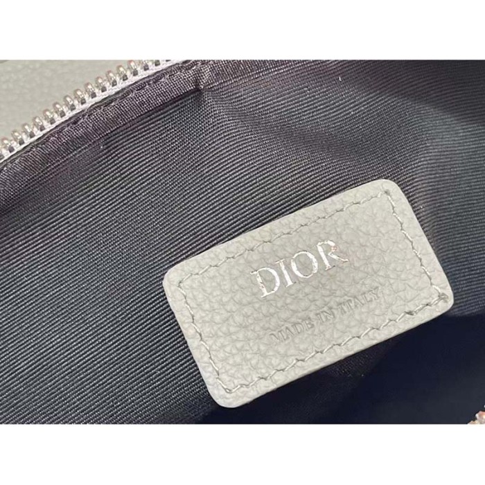 Dior Unisex CD Saddle Bag Dior Gray Grained Calfskin 'Christian Dior 1947' Signature